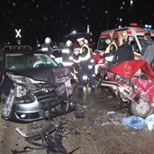 Lada and VW Jetta head on bad accident