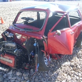 1975 British Mini accident in florida