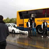 Toyota corolla crashed into university bus in jordan