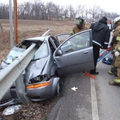 Chevy aveo hit the guard rail