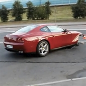 Ferrari 612 Scaglietti Splits in Two After Hitting a Metal Pole in Russia