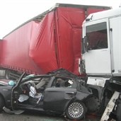 BMW Smashed by two 18 wheelers in france