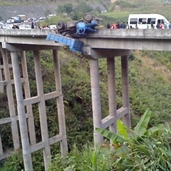 Truck almost crashed off the bridge in china