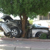 Jaguar driver crashed into a tree in kuwait