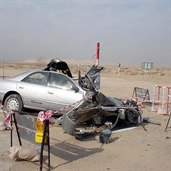 Bad accident in kuwait that crashed toyota camry