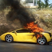 Lamborghini on fire in france