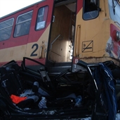 Mercedes crashed by train in hungary