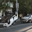 Police car rolled over after an accident with skoda