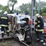 Ambulance hits the train the the support pole in hungary