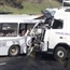 Bus and a lorry crashed on a foggy motorway in united kingdom